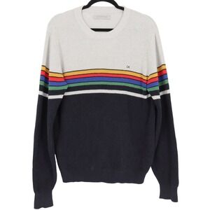 Outerknown Men's Nostalgic Sweater Striped Waffle Knit Size S Retro Rainbow